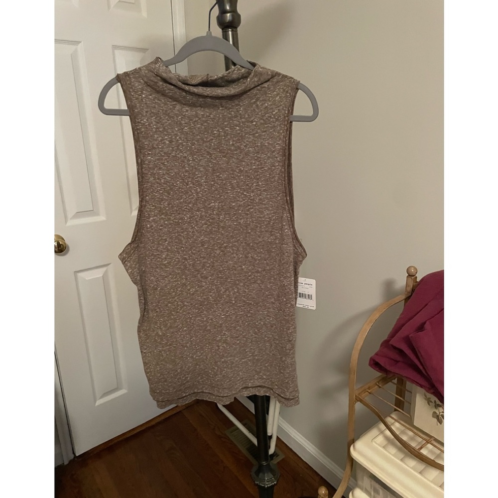 Free People Sleeveless Mock Turtleneck Top Color Military